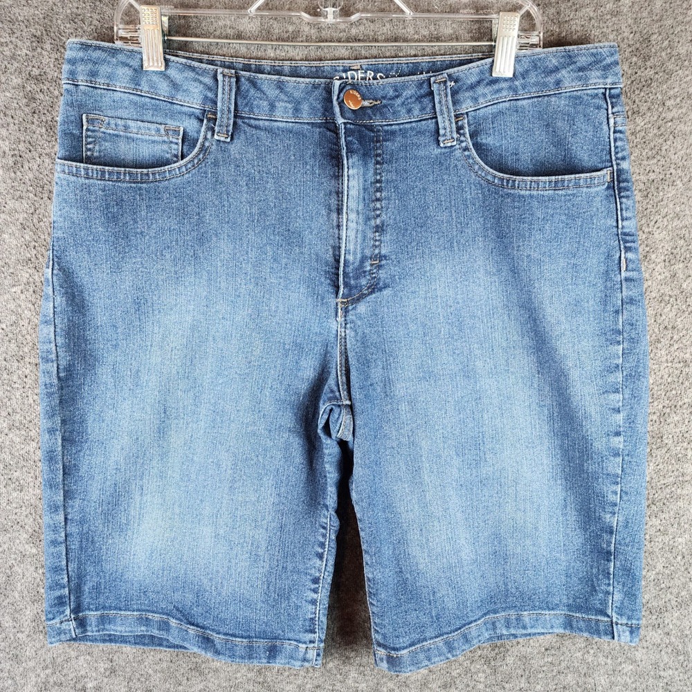 Riders by Lee Shorts Womens 16 Midrise Bermuda Blue Stretch Denim EUC